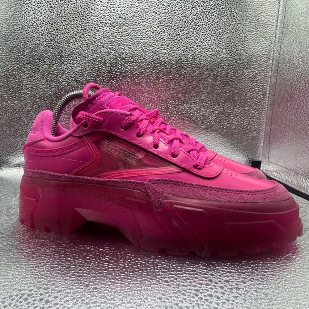 Size 8 Reebok Club C Cardi B Sneakers Womens Pink Excellent Platform H01011